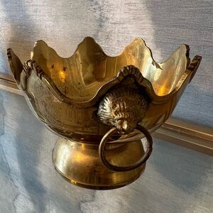 Vintage Brass Lion Head Bowl